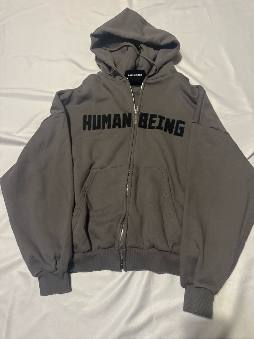 Balenciaga Human Being Gray Zip-Up Hoodie
